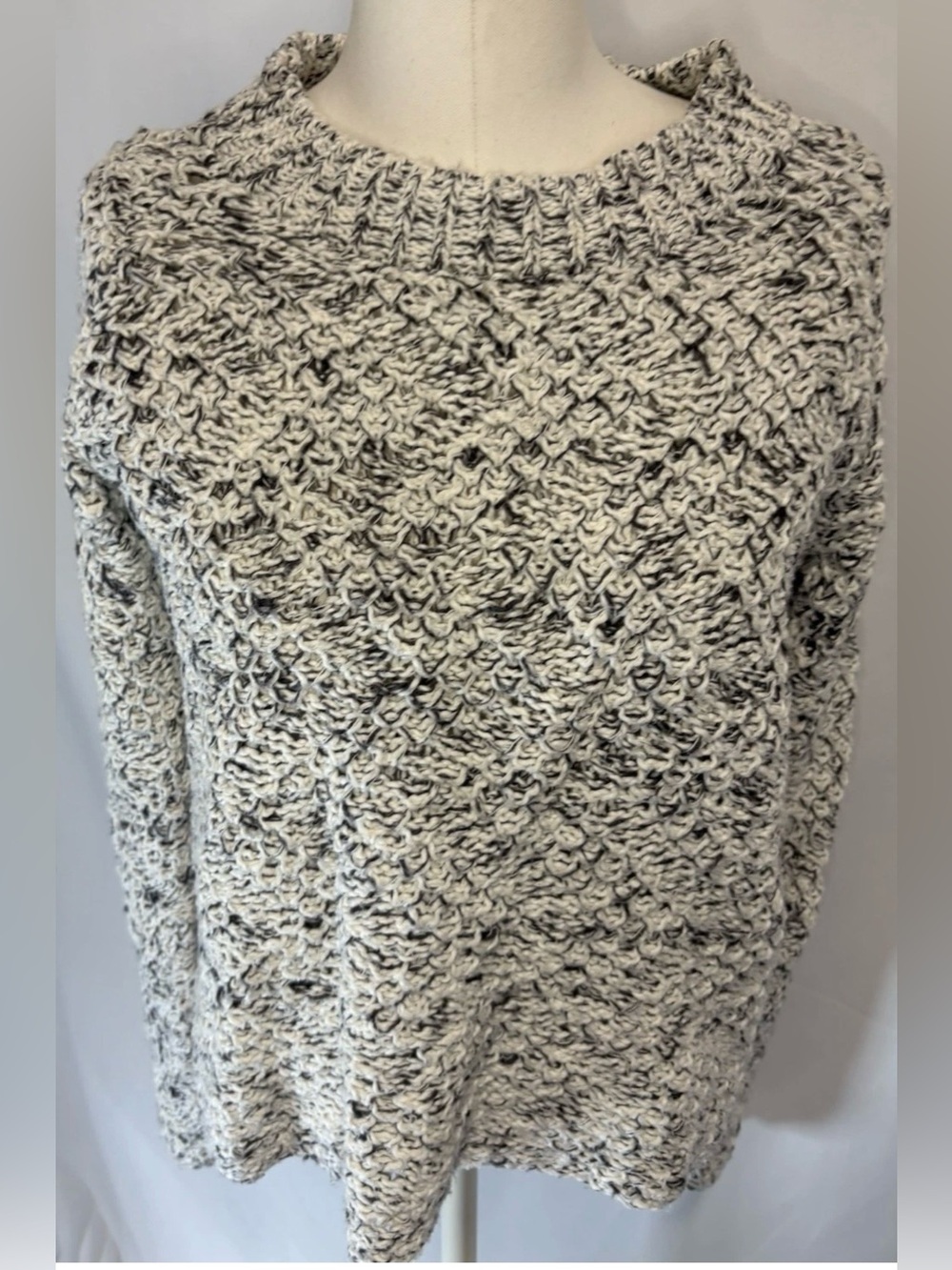 Eileen Fisher Peruvian Organic Cotton Cord Mock  Neck Cropped Pullover S/P